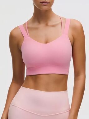 Lululemon Sports Bra Pink Strappy Back Medium Support Size 10